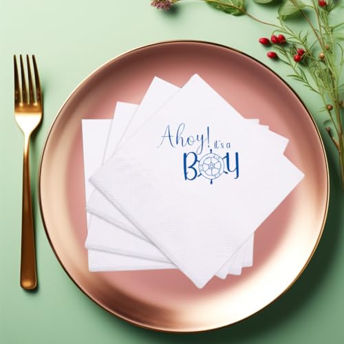 Ahoy It's A Boy Nautical Baby Shower Cocktail Napkins - 50 Pack