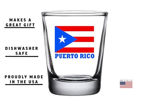 Puerto Rico Flag Shot Glass - 1.5 oz Heavy Base Gift