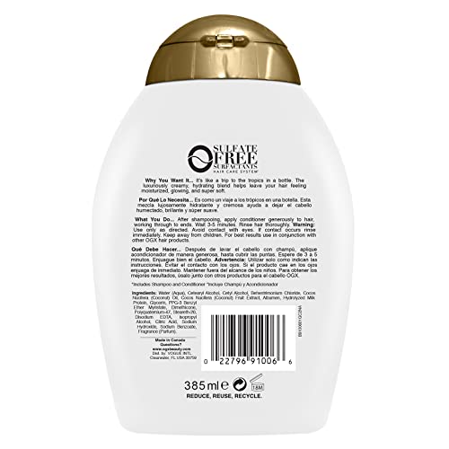 OGX Nourishing Coconut Milk Conditioner 13 Fl Oz (Pack of 2) - Sulfate-Free
