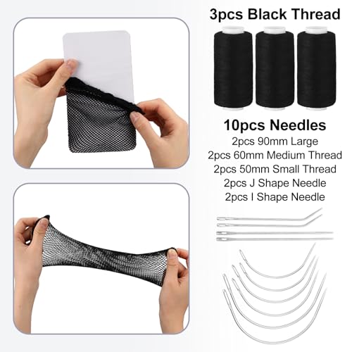 Giegxin Hair Net Wig Cap Set with Needles & Threads for Wig Making