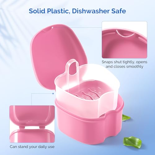 JMU Denture Bath Case with Strainer Basket for Easy Cleaning