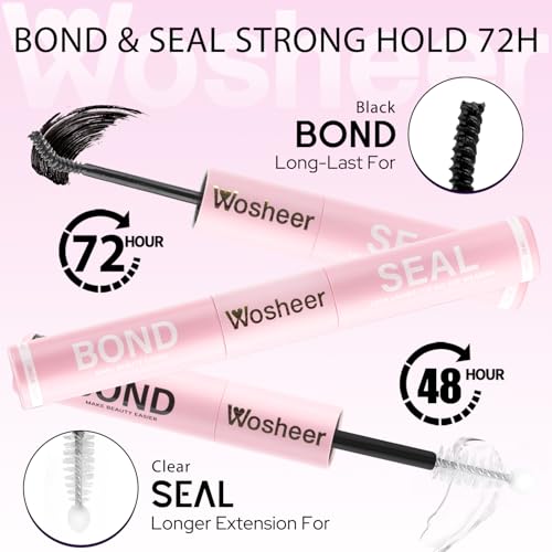 WOSHEER Lash Cluster Glue - Waterproof 2-in-1 Bond and Seal, Black, 10ml