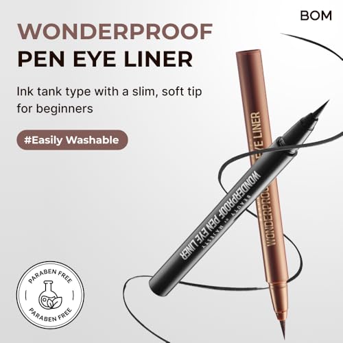 BOM Wonderproof Liquid Eyeliner #02 Wonder Brown - Smudge-Proof Precision Tip