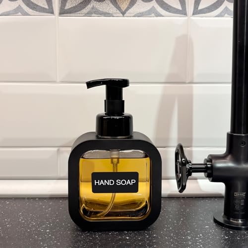 SVLX YIXVN Black 2 Pack 300ml Refillable Foaming Soap Dispensers for Bathroom & Kitchen