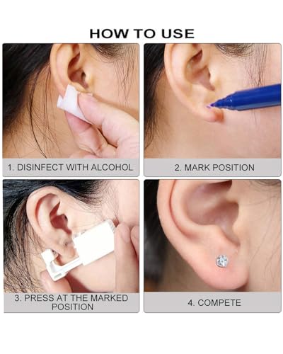 Ear Piercing Kit - 2 Pcs No Pain Home Use Gun with CZ Studs
