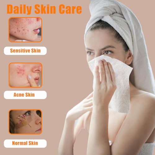 Disposable Biodegradable Face Towels - Soft Skin-Friendly Washcloths for Sensitive Skin, 50 Sheets (AMZVEZO)