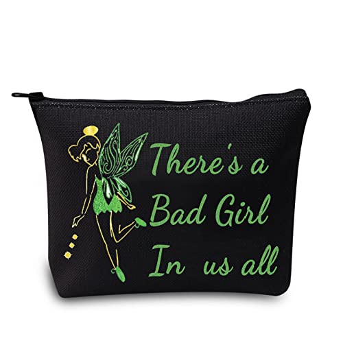 LEVLO Bad Girl Black Makeup Bag - Fairy Tale Quote Cosmetic Pouch