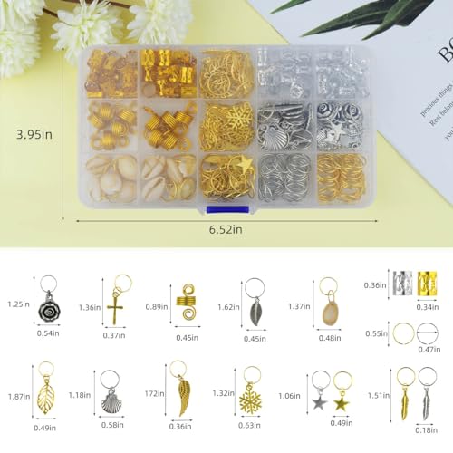 Hair Bead Jewelry 220Pcs Braiding Accessories Metal Charms & Cuffs for Braids