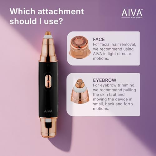 SPA SCIENCES AIVA: 2-in-1/Double Sided Facial Hair Remover & Eyebrow Trimmer USB Rechargeable with Built-in LED Lights
