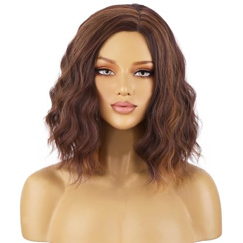 BERON Brown Mixed Wig Short Curly Hair for Daily Cosplay & Parties