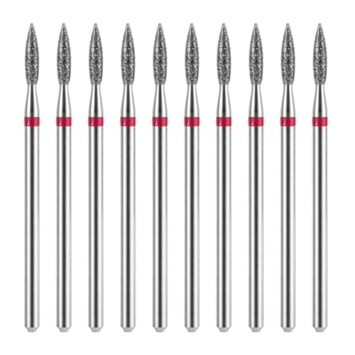 10-Piece Diamond Flame Cuticle Drill Bits Set for Nail Care