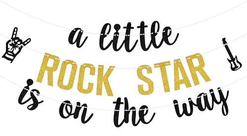 A Little Rock Star is On The Way Banner - Baby Shower Party Decor