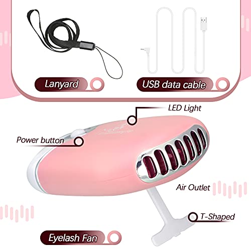 Honoson 3Pcs Nano Fan & Facial Steamer Set for Lash Extensions, Pink