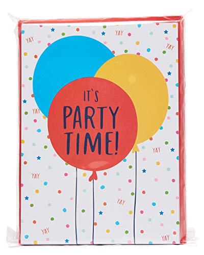 Colorful Balloon Party Invitations - 25 Count with Envelopes