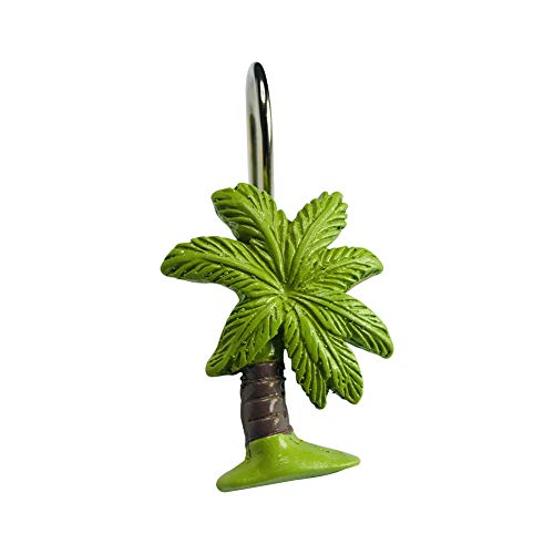 Twofishes Decorative Coconut Tree Shower Curtain Hooks - Pack of 12