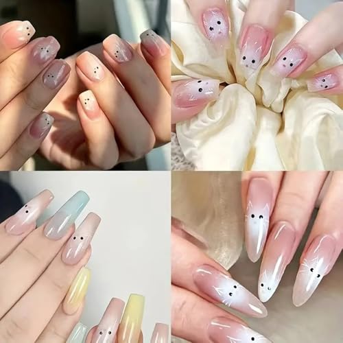 Cute Cat Nail Art Stickers - 2 Sheets 5D Self-Adhesive Decals