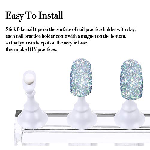 Blulu Acrylic Nail Stand Set with 96 Reusable Adhesive Putty