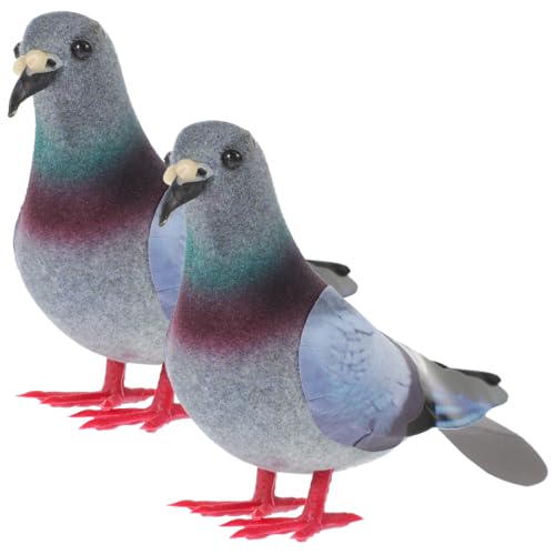 Realistic Foam Pigeon Figurines - 2-Piece Set for Garden Decor