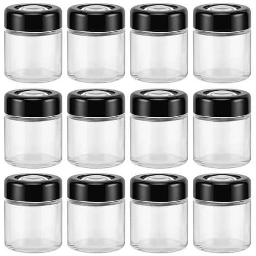 12 Pack Green Nexus 30g Glass Jars with Magnifying Lid for Cosmetics