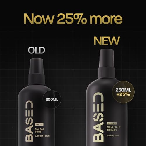 BASED Sea Salt Spray, Natural Finish Sea Salt Spray for Hair, Volume & Texture, Infused with Kelp & Vitamin B5, Light & Non-Greasy, Paraben Free, No Drying Alcohols, 8.5 oz (Pack of 1)