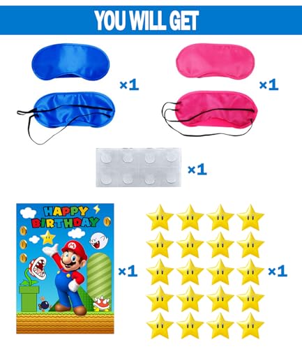 Mario Birthday Party Supplies Set - Large Poster & Stickers