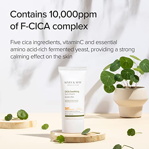 Mary&May CICA Sun Cream SPF50+ PA++++ Light Non-Sticky Hydrating Facial Sunscreen