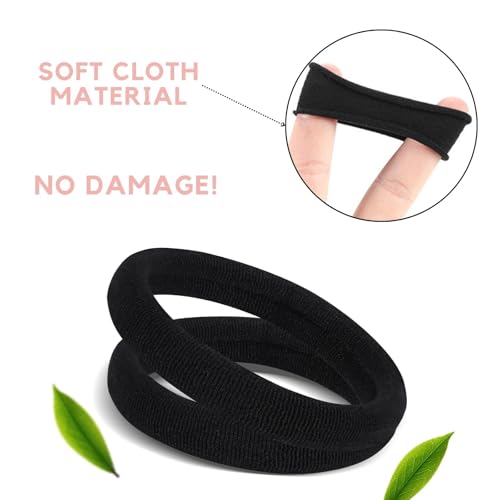 60 Pcs Extra Large Black Hair Ties for Thick Hair - No Damage