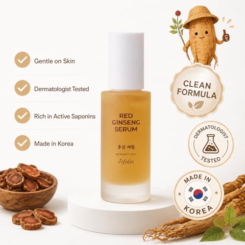 Esfolio Red Ginseng Serum - Lightweight Korean Facial Serum 1.69 Fl Oz