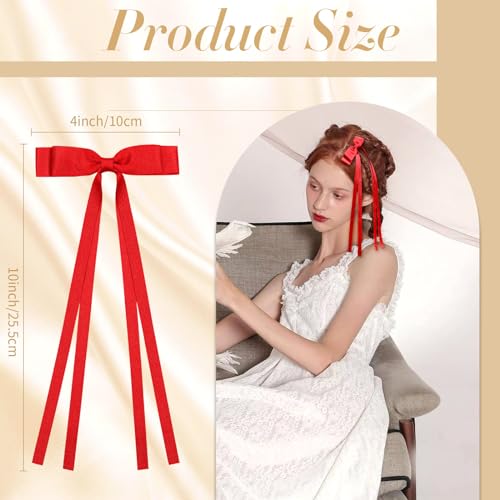 VOBOBE 2PCS Satin Glitter Hair Bows with Long Tails for Women & Girls