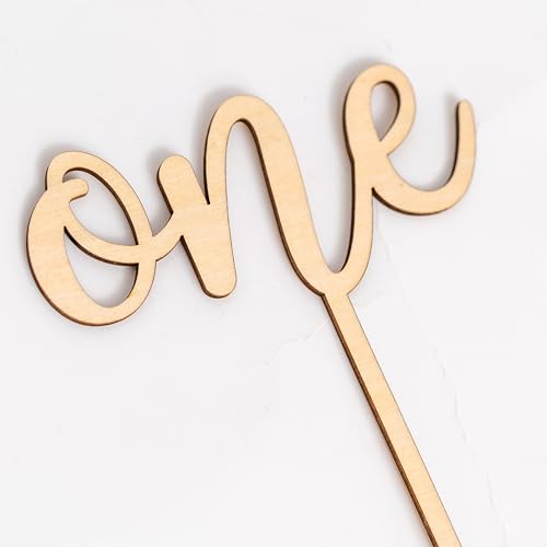 Wooden 'One' Cake Topper for First Birthday Celebrations