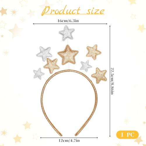 Gold Alloy Five-Pointed Star Headband for Women & Girls