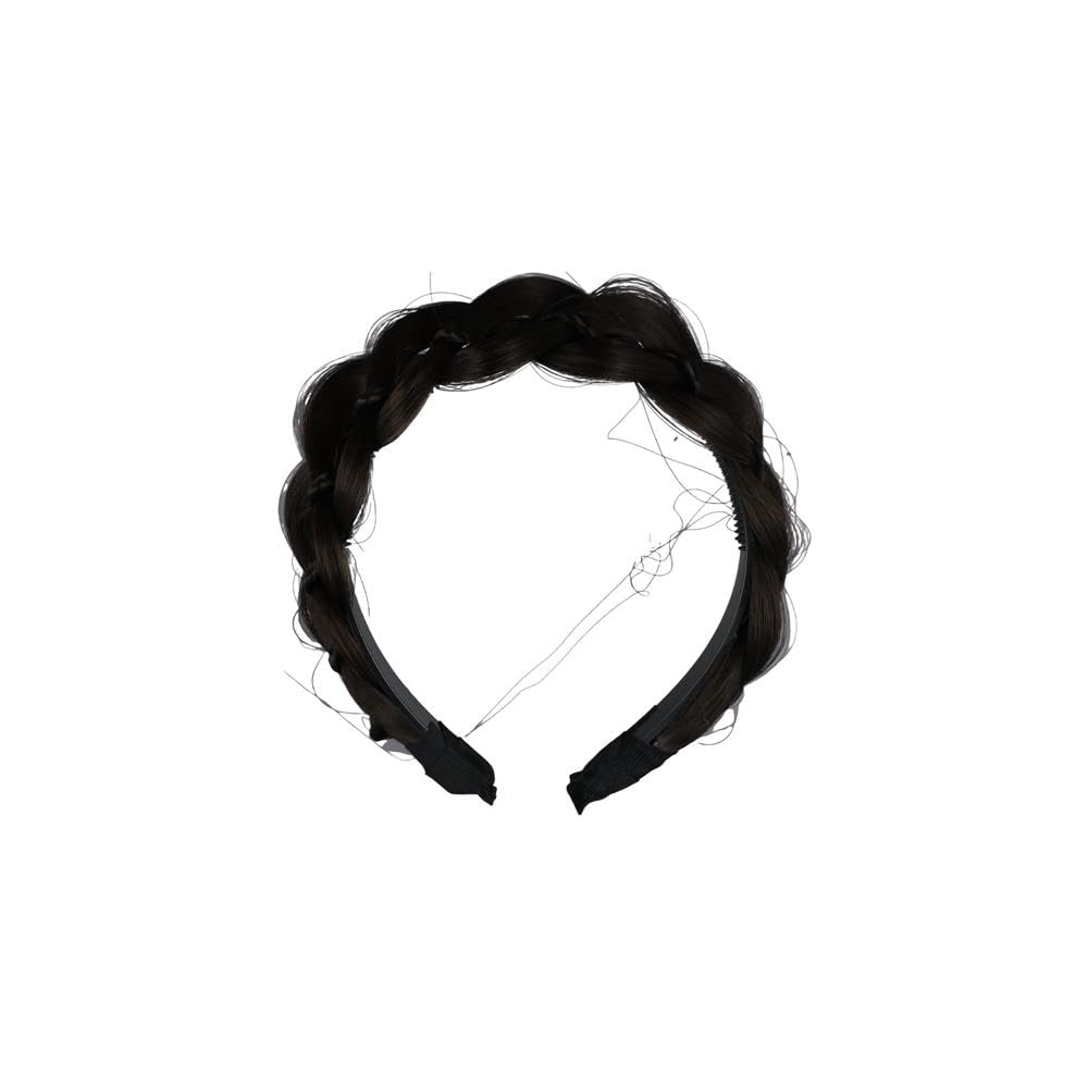 Twisted Wig Headband Trendy Headwear Hair Accessories Clips in Fishbone Braid Headband Non-slip Women(Light Brown)