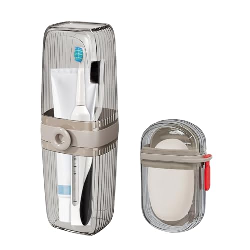 2-Piece Travel Toothbrush and Soap Case Set - Leakproof Portable Holder