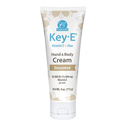 Carlson Key-E Hand & Body Cream 4 oz with Vitamin E & Organic Aloe, Pack of 1