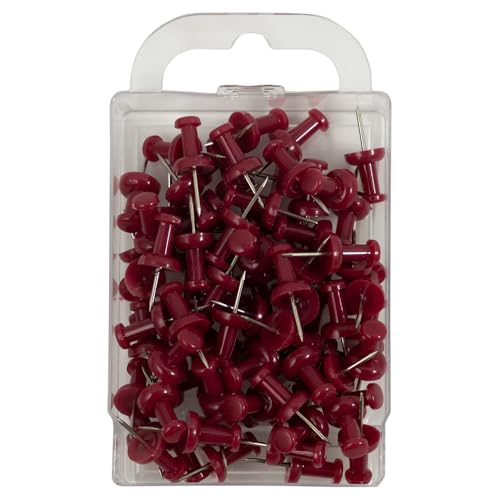 JAM Paper Burgundy Push Pins - 100 Durable Thumb Tacks