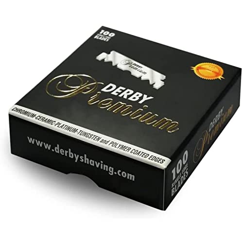Derby Premium Single Edge Razor Blades - Sharp, Coated Safety Blades (3 Pack)