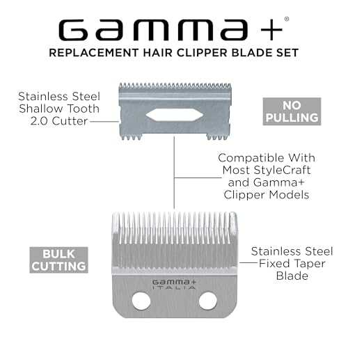 GAMMA+ Replacement Hair Clipper Blade Set with Oil Reservoir