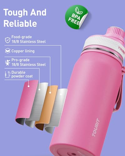 TOURIT 32oz Stainless Steel Insulated Water Bottle with Spout Lid