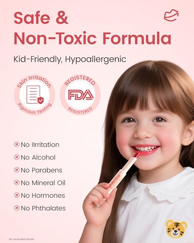 RUNBEN Kids Tinted Lip Balm - Juicy Pomegranate Lipstick