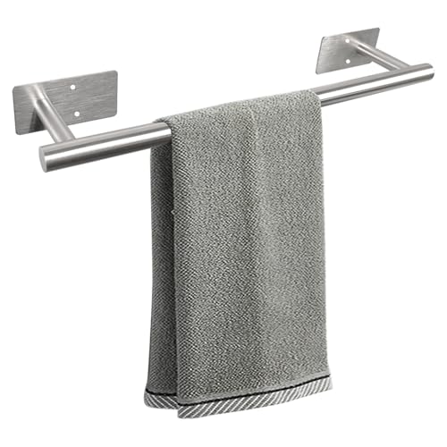 Brushed Nickel Adhesive Towel Bar - 16 Inch Stainless Steel Holder for Bathroom