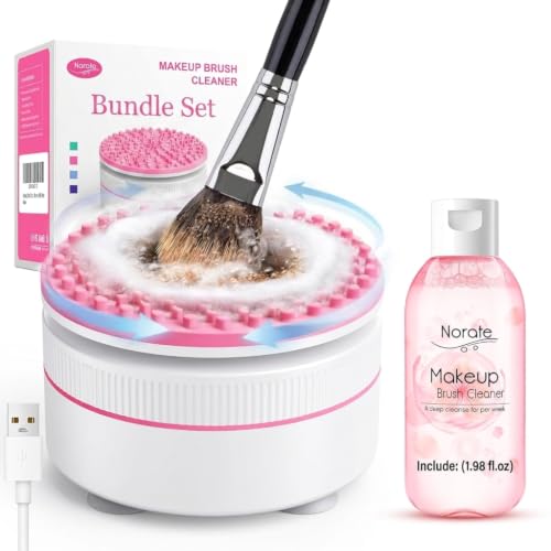 Norate 2-Piece Electric Makeup Brush Cleaner Set with Deep Cleaning Solution