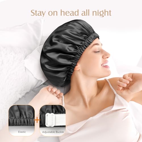 YFONG 22 Momme Mulberry Silk Sleep Bonnet - Adjustable Double Layer Cap