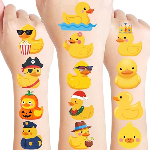 52 PCS Rubber Duck Temporary Tattoos - Kids Party Favors