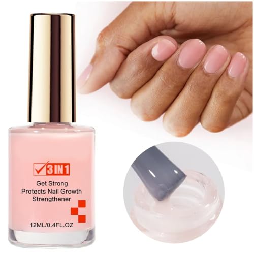 Nail Strengthener for Women: 3 IN 1 Pink Hardener Extra Strong and
