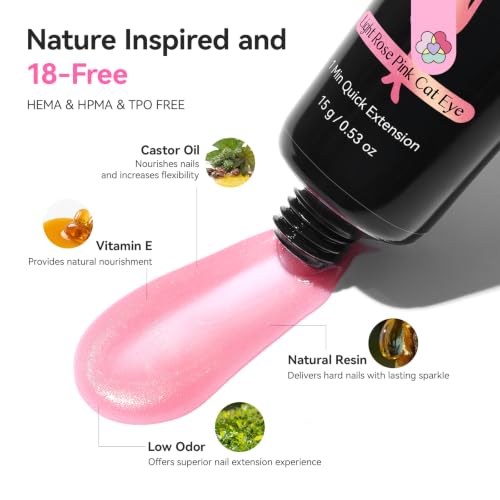 SAVILAND Cat-Eye Poly Gel Nail Kit - 4 Pink Colors with UV Lamp & Tools, Model 03-4