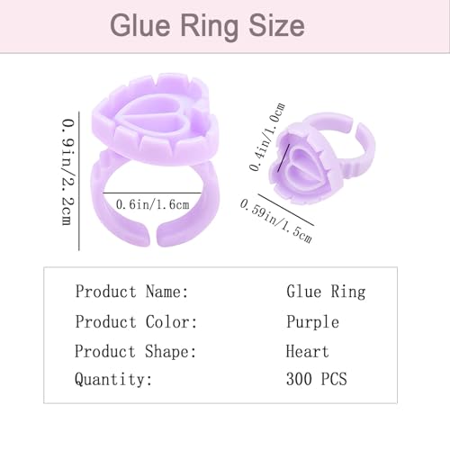 Purple 300 PCS Smart Lash Glue Rings with Spill-Proof Design for Eyelash Extensions
