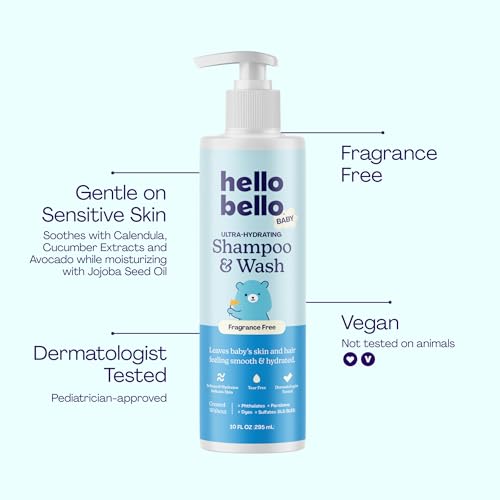 Hello Bello Baby Shampoo & Body Wash - Fragrance Free, 10oz