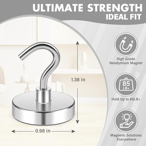 Magnetic Hook Set - 8 Pack Heavy Duty Hooks for Cruise Cabins & Home Use