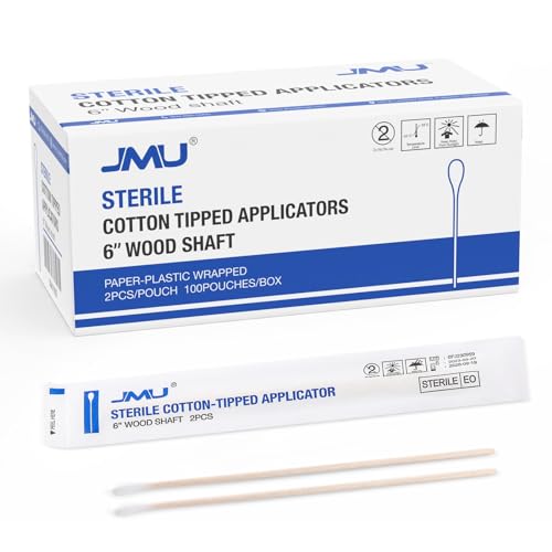 JMU 6 Inch Sterile Cotton Swabs Pack of 200 - Medical Grade Applicators