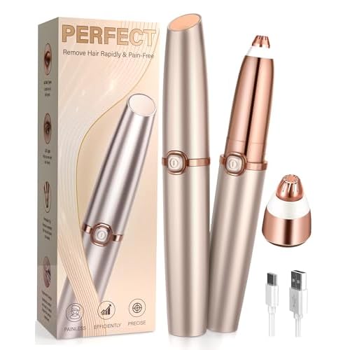 Eyebrow Trimmer for Women, Eyebrow Razor: Rechargeable Eyebrow Hair Remover with 2 Replacement Heads & LED Light, Electric Painless Eye Brow Shaver Facial Hair Removal Device for Eyebrows/Lips/Face